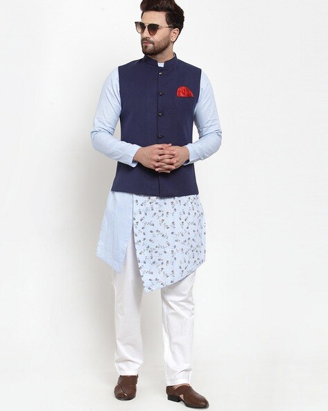 navy blue nehru jacket