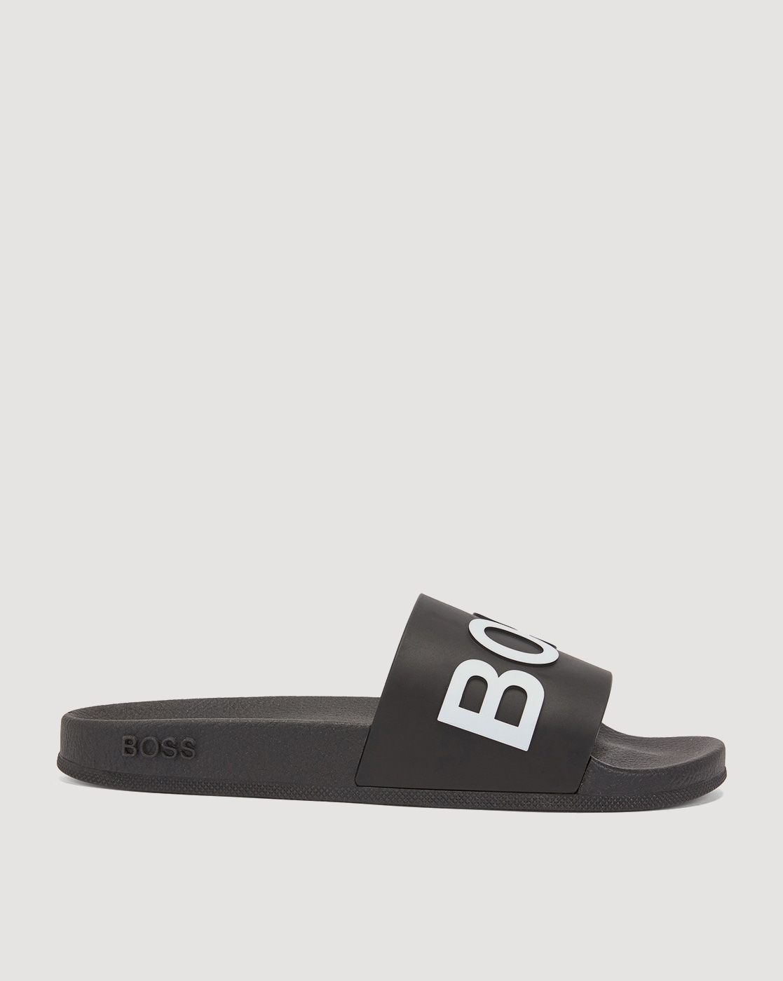 Buy BOSS Embossed Brand Print Slides Black Color Men AJIO