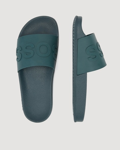 Hugo Boss Mens Solar Logo Print Slides Sandals Shoes 