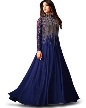 blue colour long frocks
