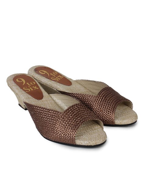 Basket-Weave Peep-Toe Block Heeled Sandals (Image - 3)