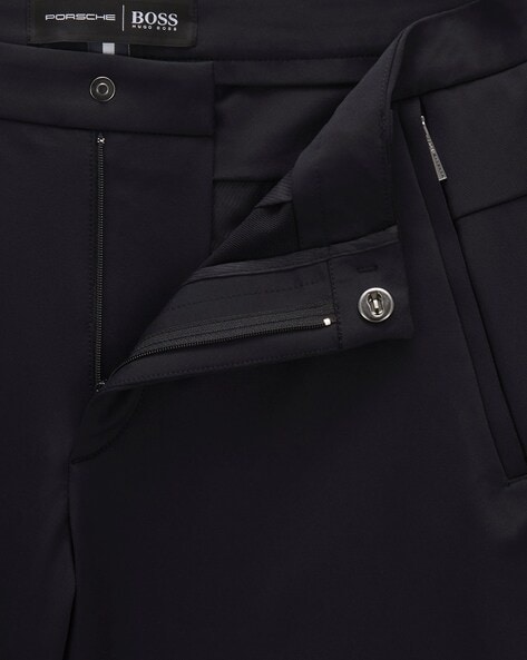 Buy Boss Slim Fit Trousers with Zip Pockets  Black Color Men  AJIO LUXE
