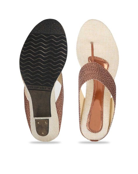 Basket-Weave T-strap Block Heeled Sandals (Image - 1)