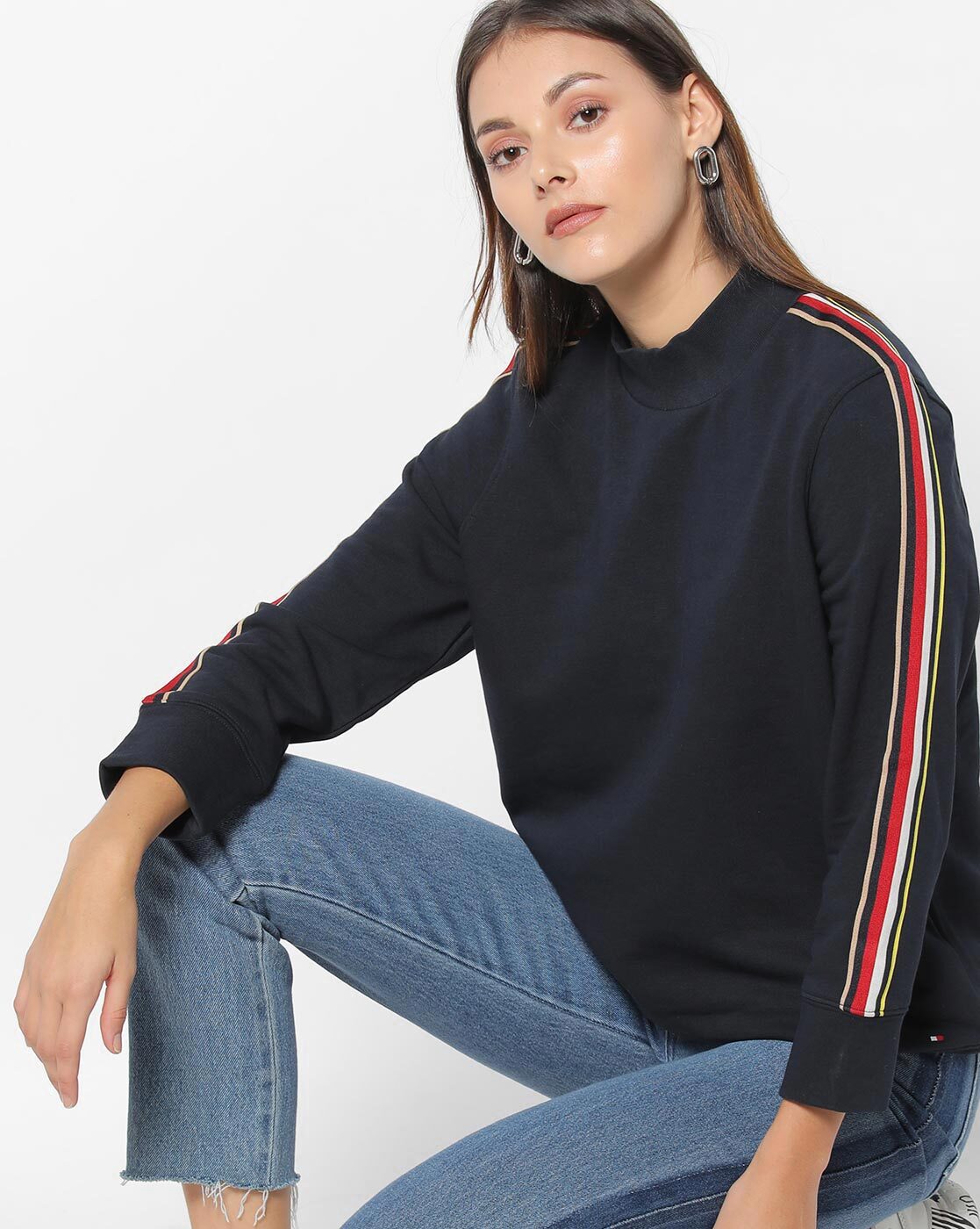 tommy hilfiger high neck logo sweatshirt