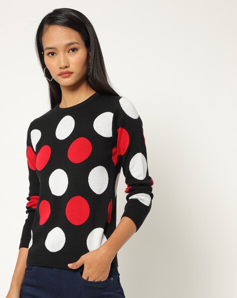 Polka dot sweatshirt womens new arrivals