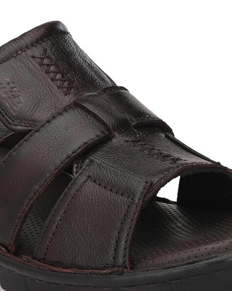 Buy online Black Leather Slip On Sandals from Sandals and Floaters for Men  by Hitz for ₹1979 at 57% off | 2024 Limeroad.com