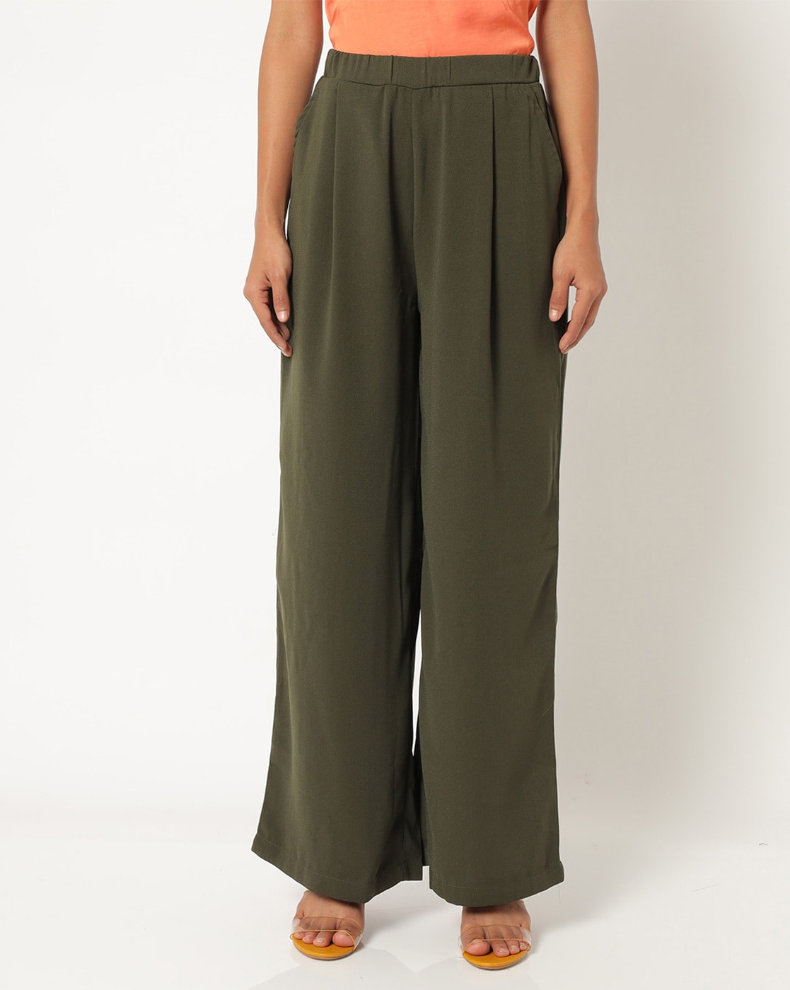 Buy Olive Green Trousers & Pants for Women by HARPA Online