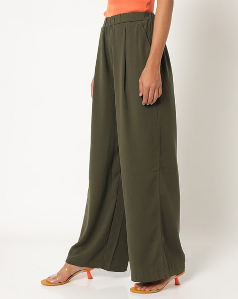 Wide-leg Pants - Olive green - Ladies | H&M US