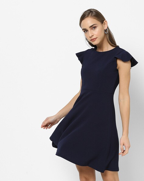A-line Dress with Ruffled Sleeves