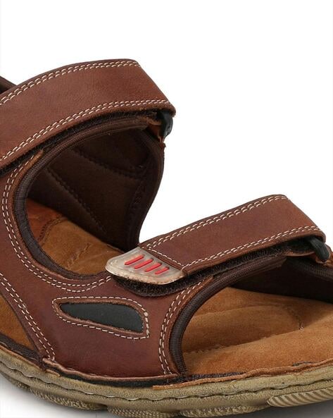 Buy Hitz Men Brown Comfort Leather Sandals - Sandals for Men 2390960 |  Myntra