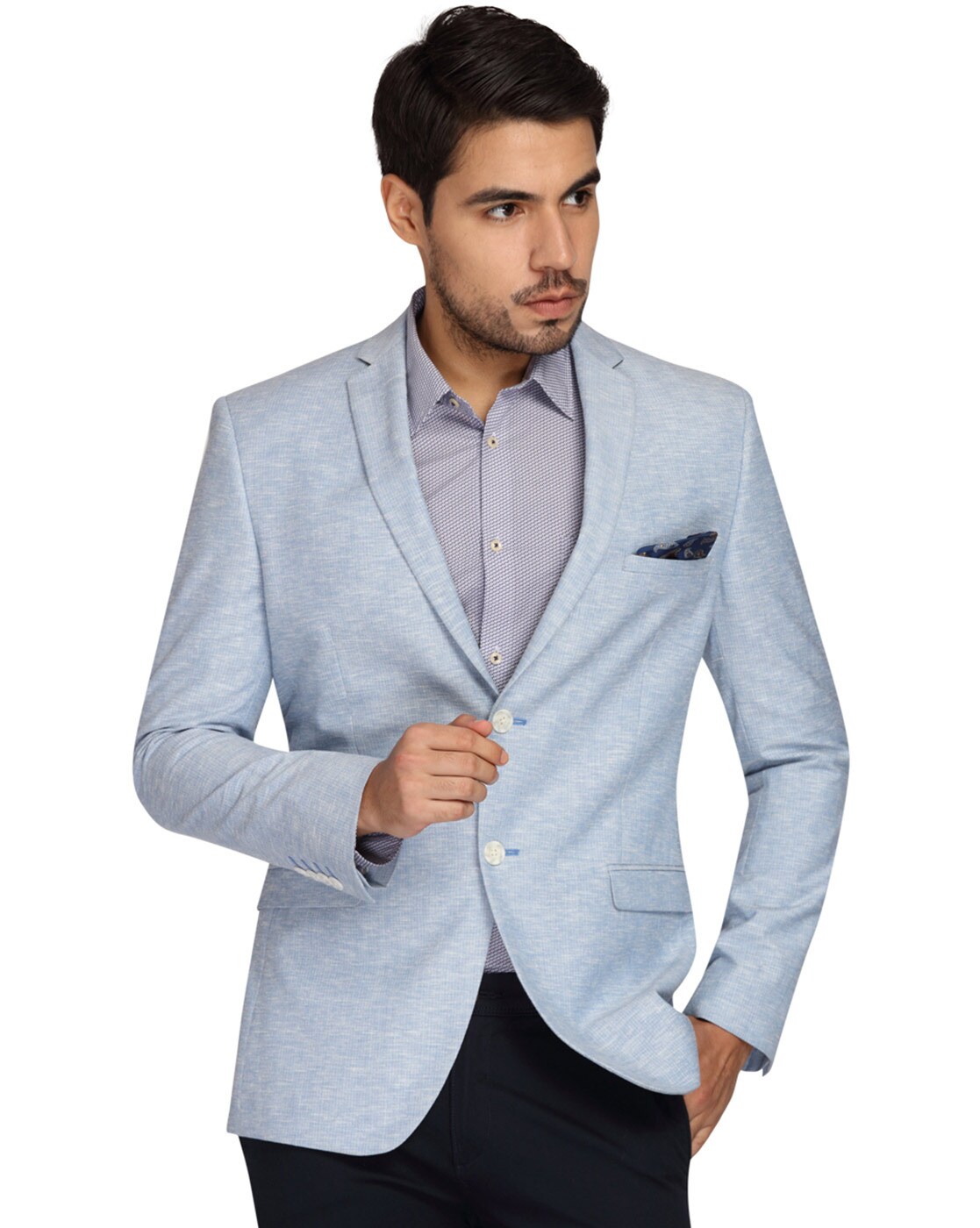 light blue textured blazer