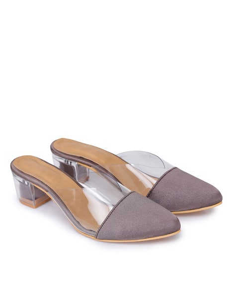 Pointed-Toe Chunky Heeled Sandals