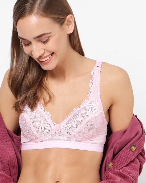 Buy PINK LACY NON-PADDED BRALETTE for Women Online in India