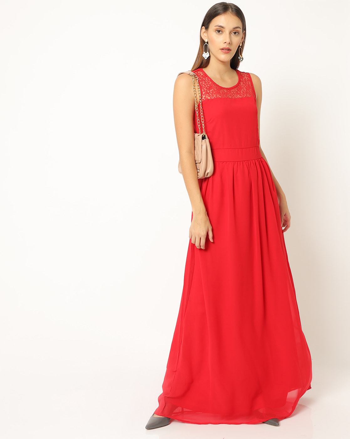 Red Formal Dress, Satin Maxi Dress, Deep V Neck Dress, Valentine's Day