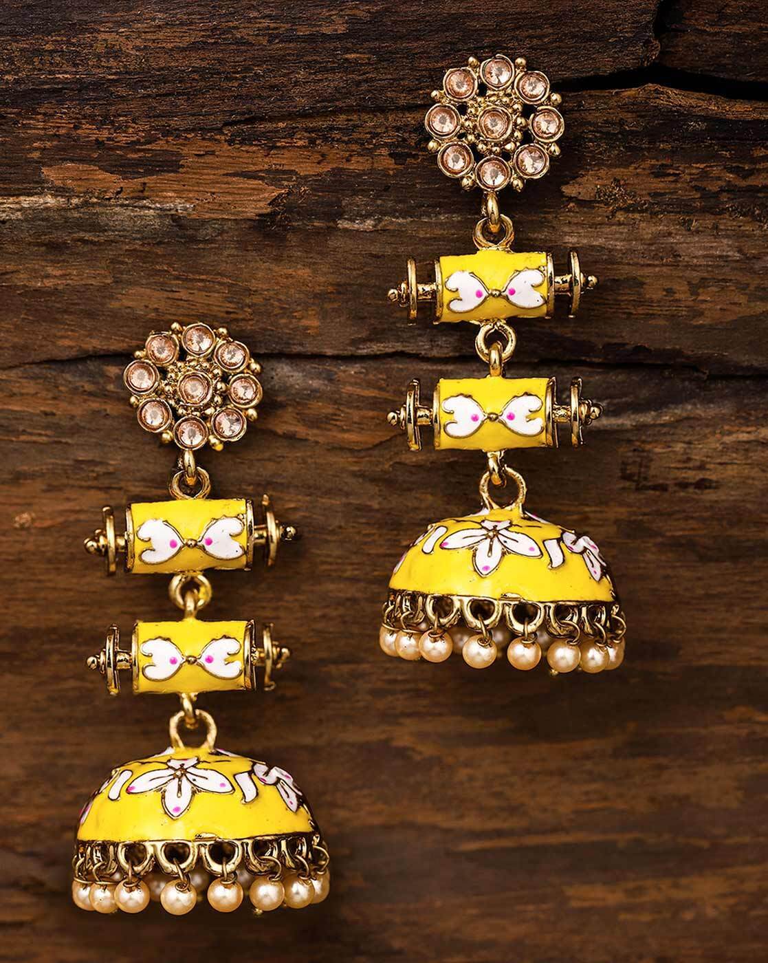 Buy Yellow Earrings for Women by ZAVERI 
