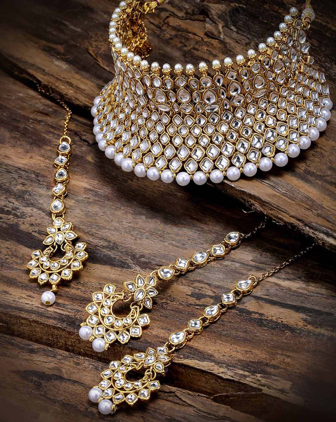 Buy Gold-Toned & White FashionJewellerySets for Women by ZAVERI PEARLS  Online | Ajio.com