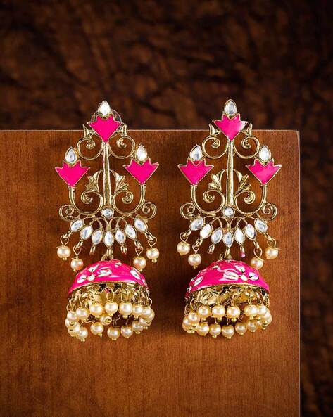 zaveri pearls pink earrings