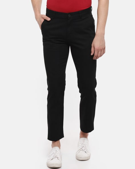 Buy Spiritus By Pantaloons Men Navy Blue Slim Fit Solid Regular Trousers -  Trousers for Men 7470677 | Myntra