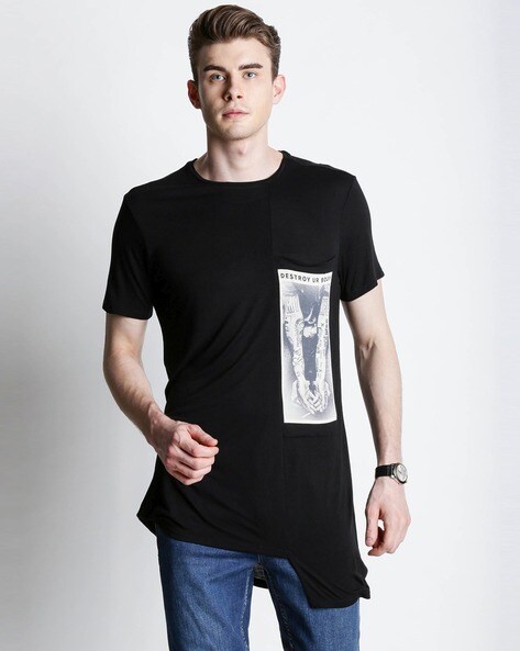 Ajile by Pantaloons Black Slim Fit Printed T-Shirt