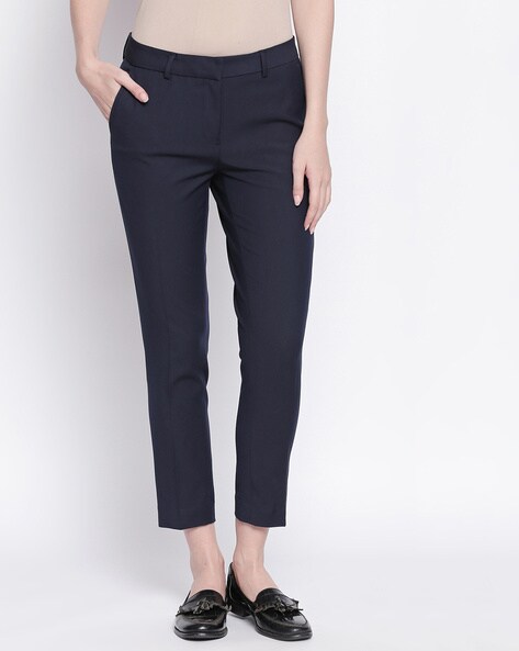Medium Grey Textured Polyester/Viscose/Spandex Men Custom Fit Formal  Trousers - Selling Fast at Pantaloons.com