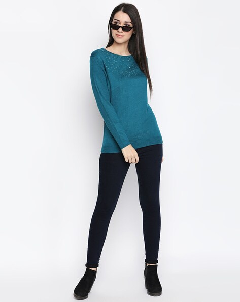 Annabelle by Pantaloons Teal Blue Full Sleeves Top