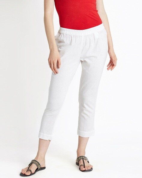 Wide Leg Cropped Linen Trousers | Clothing Sale | The White Company UK