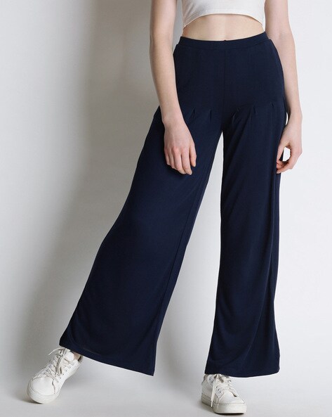 Buy Ajile By Pantaloons Navy Palazzo Trousers - Palazzos for Women 1748499  | Myntra