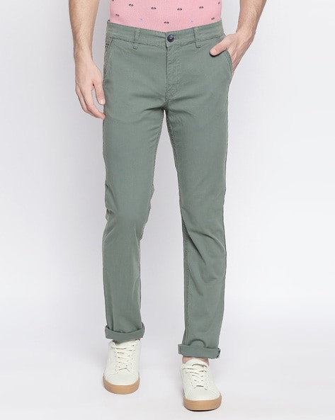 Urban Ranger Men Solid Khaki Trousers - Selling Fast at Pantaloons.com