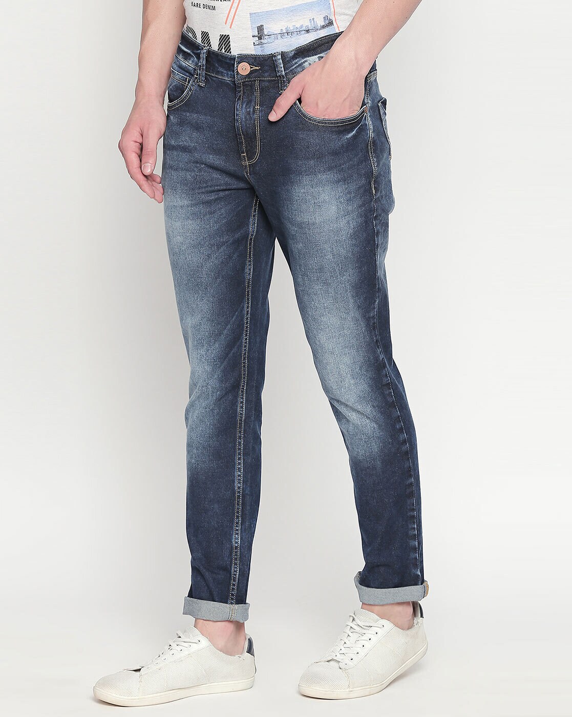 Mid Rise Crossover Wide Leg Jeans - Dark – Bare Linens