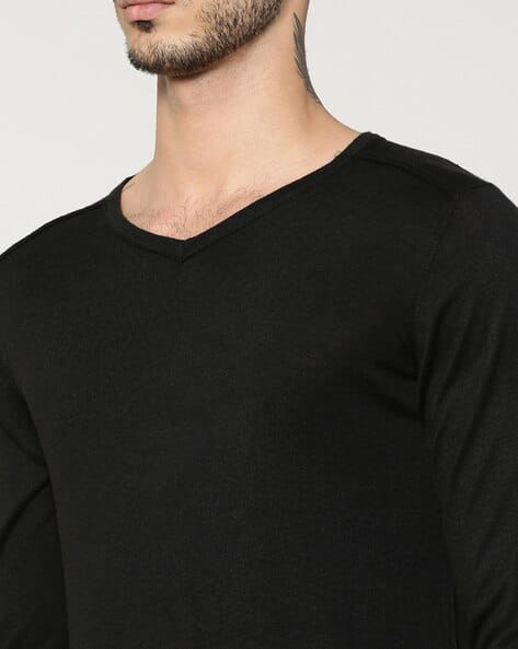 V-neck T-shirt with Vented Hem (Image - 1)