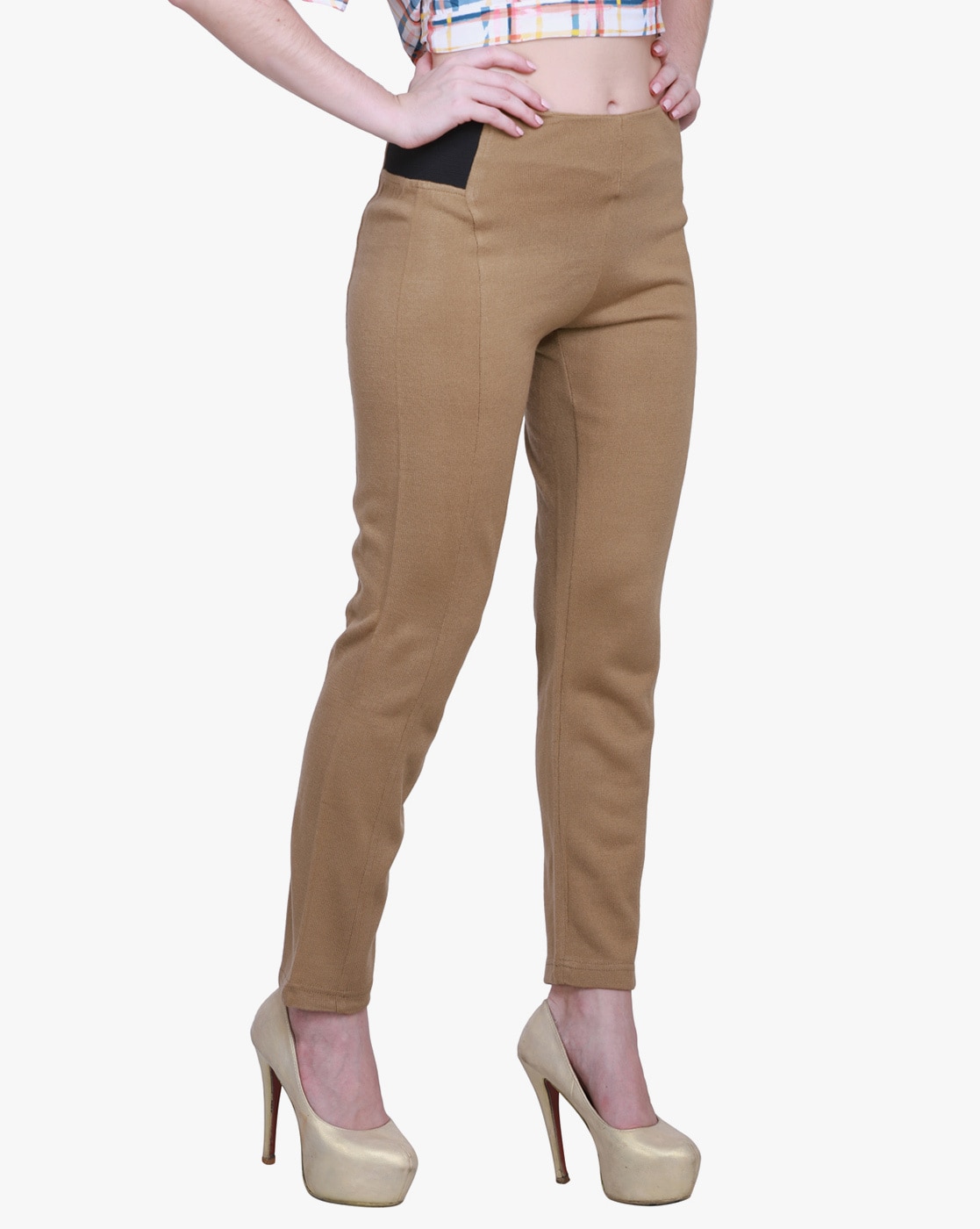 Buy Beige Trousers Pants For Women By Madame Online Ajio Com