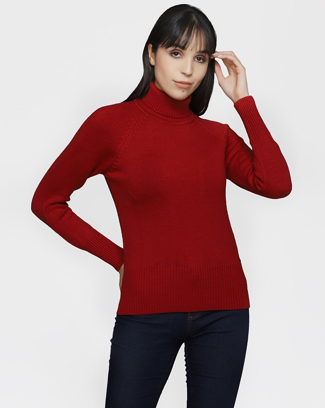 turtleneck red sweater