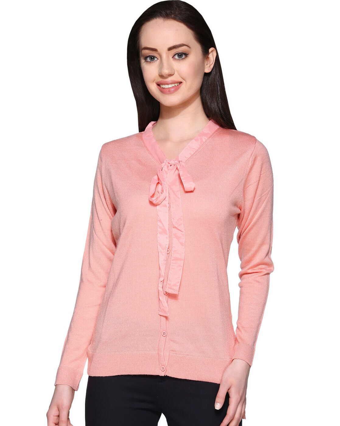 pink tie up cardigan