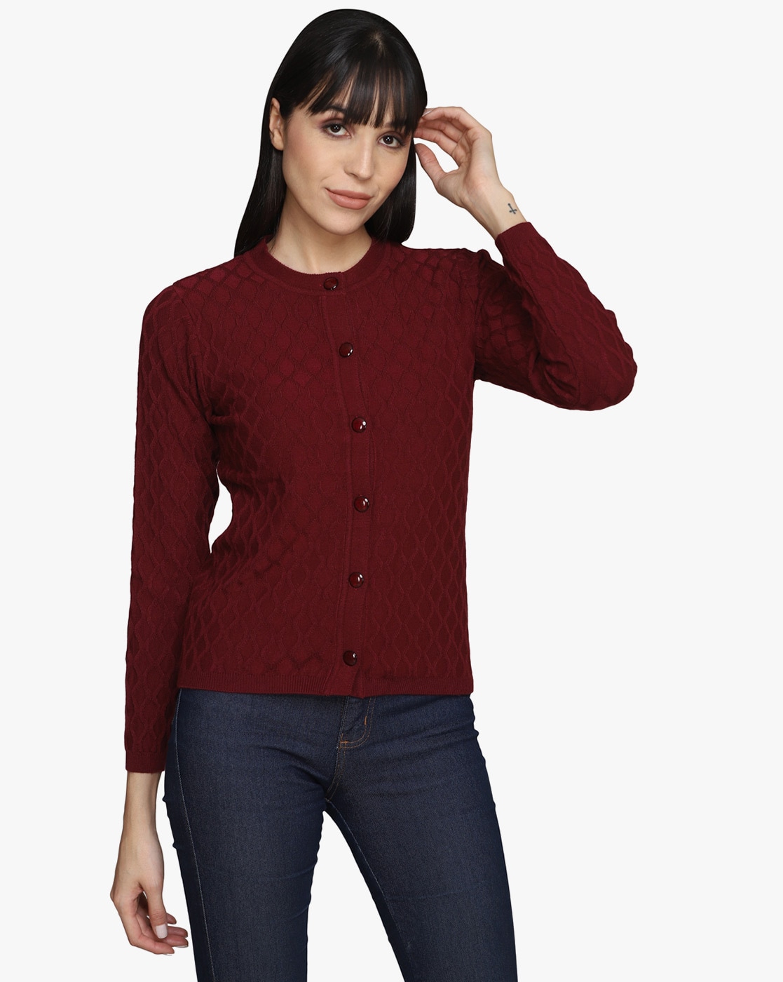 Wine colored store cardigan sweater