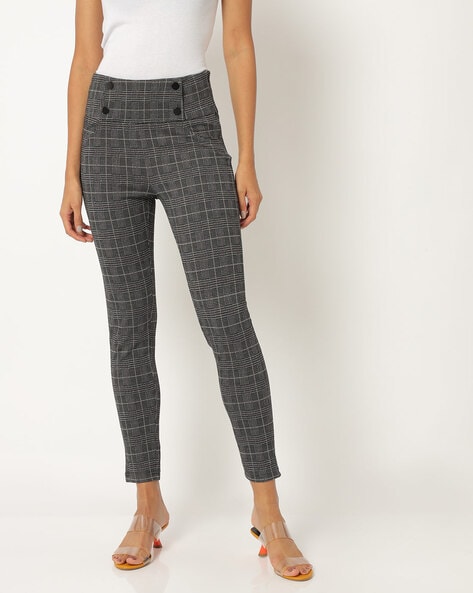 Buy Checked High-Rise Jeggings Online at Best Prices in India