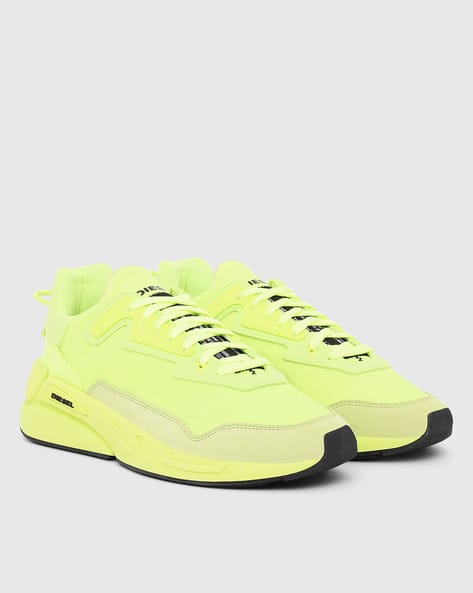 Leather Sneakers Diesel Neon Shoes Buy Green Sneakers For Men By