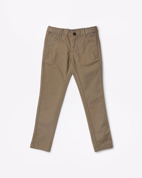 Textured Flat-Front Trousers