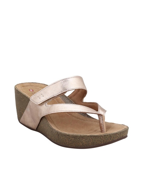 Clarks gold best sale wedge sandals