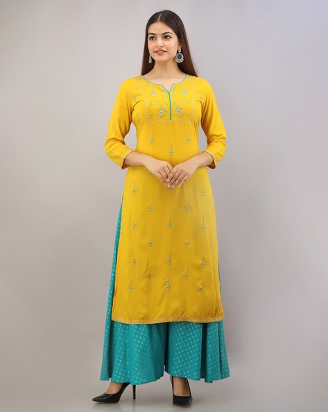 Embroidered Straight Kurta Set