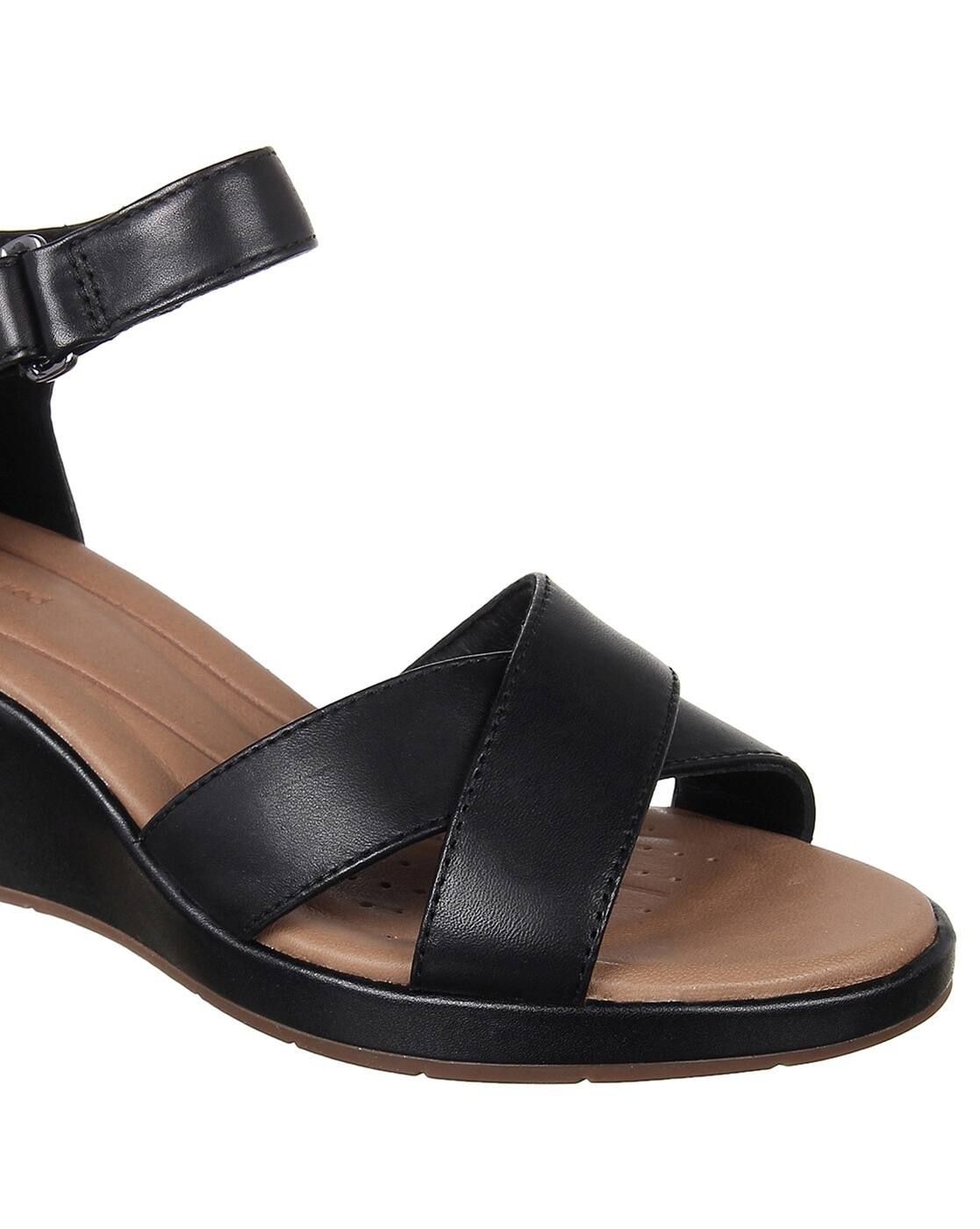 clarks black wedges
