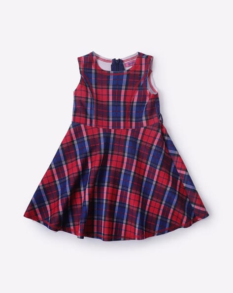 Checked Sleeveless A-line Dress