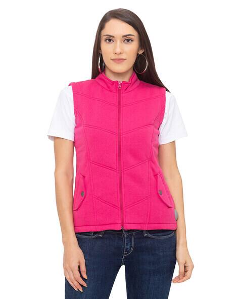 pink sleeveless jacket