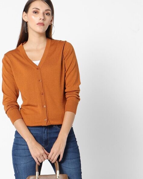rust orange cardigan