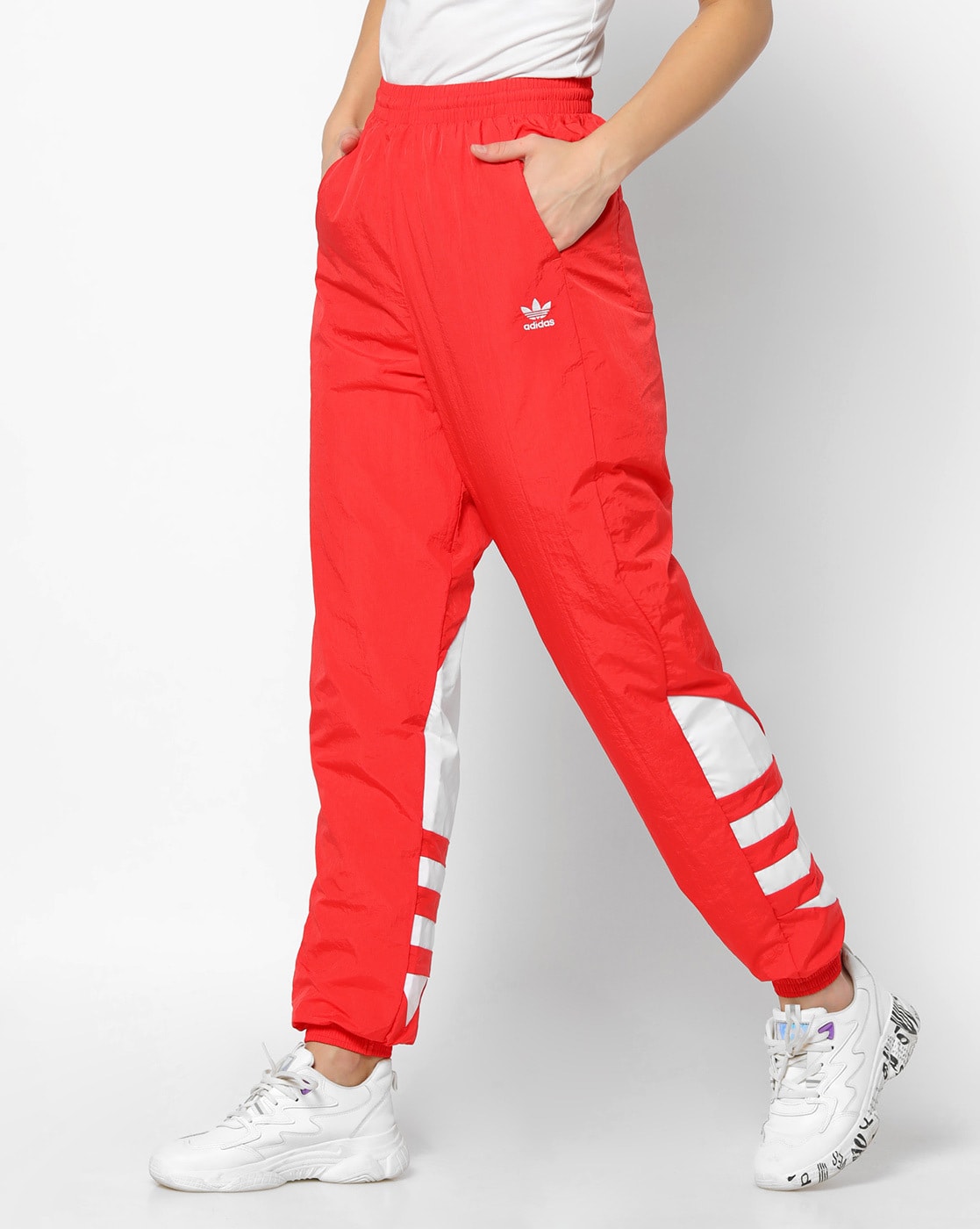 adidas Originals Womens Large Logo Track Pants Lush RedWhite L   Amazonin Clothing  Accessories