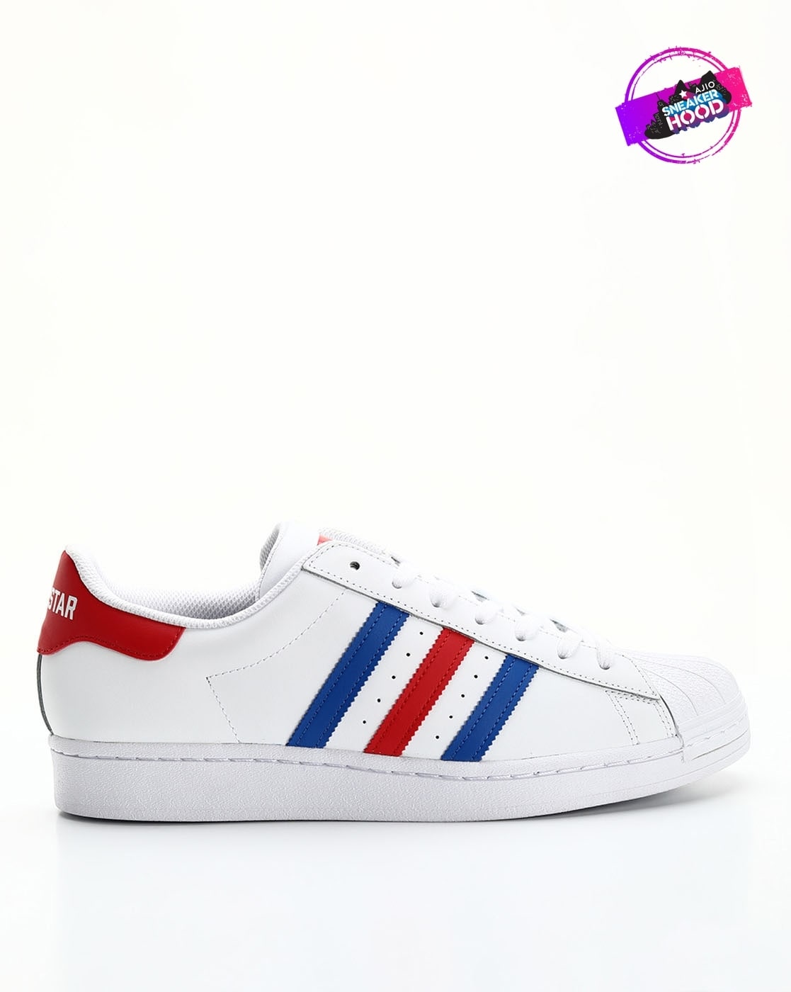 Red white and deals blue adidas superstars