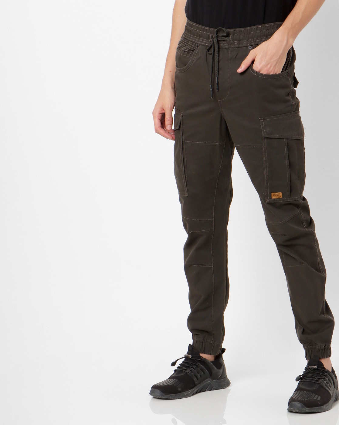 Buy MUFTI Solid Polyester Stretch Slim Fit Men's Casual Trousers | Shoppers  Stop