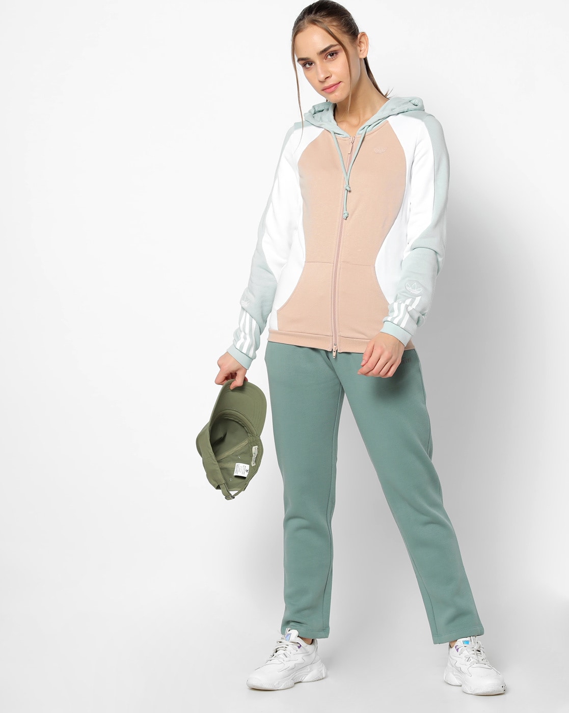 khaki green adidas hoodie womens