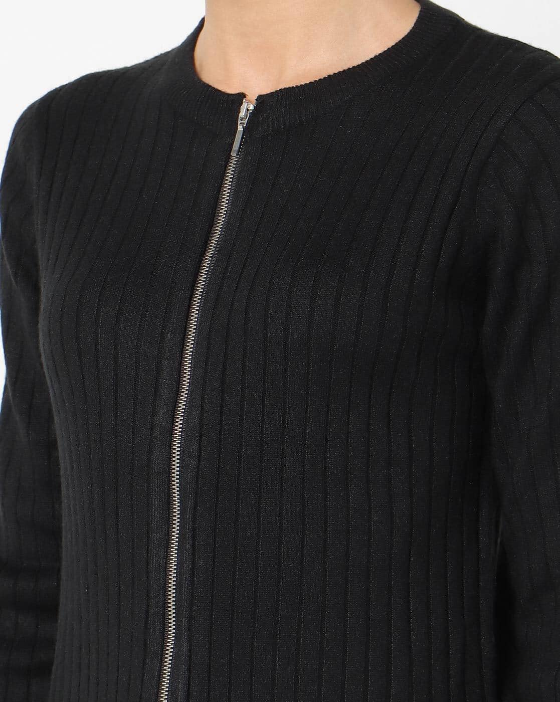 black zipper cardigan