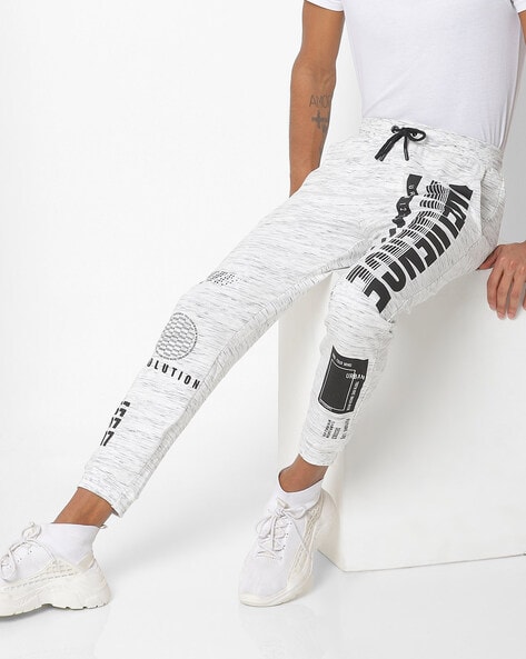 white and black track pants