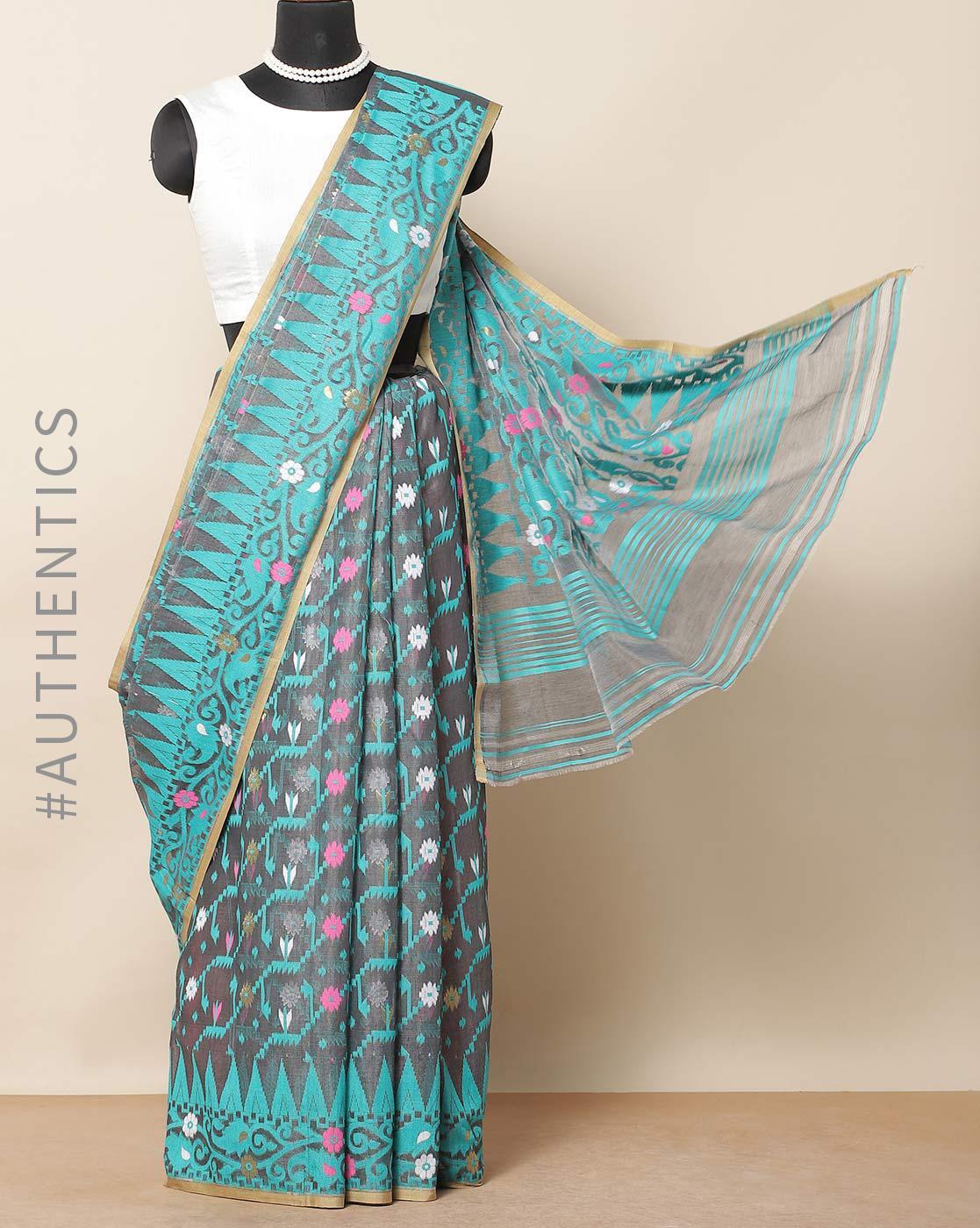 Buy Blue Sarees for Women by Peachmode Online | Ajio.com